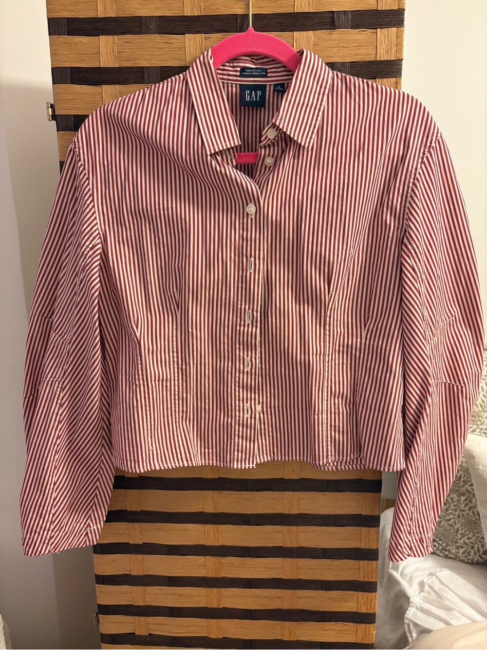 GAP organic poplin barrel sleeve crop shirt